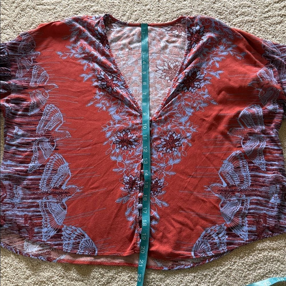 Free People Birds Of A Feather Top Blouse Burnt Orange XS Oversized - Picture 12 of 12